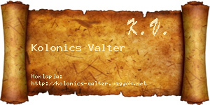 Kolonics Valter névjegykártya